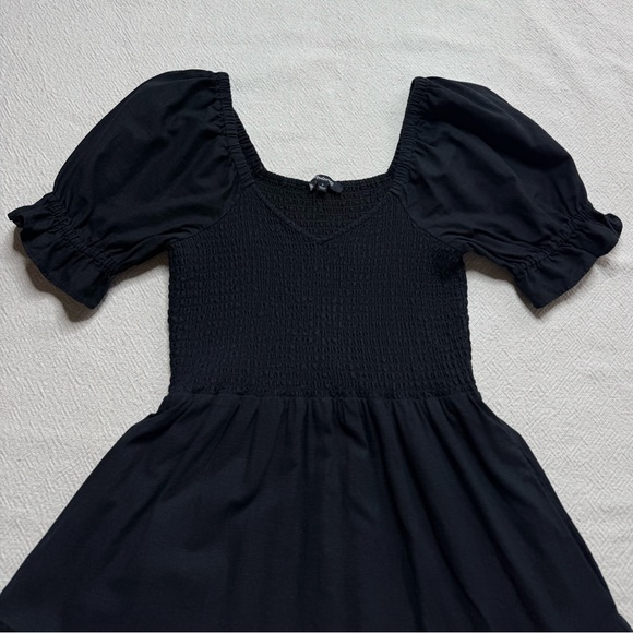 Madewell Lucie Black Linen Smocked Milkmaid Mini Dress S - Picture 4 of 8